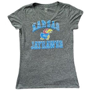 J AMERICA GREY KANSAS JAYHAWKS LOGO TEE SHIRT // SIZE SMALL 🩶